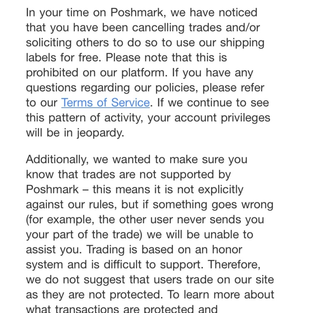 No more cancel trades 😕